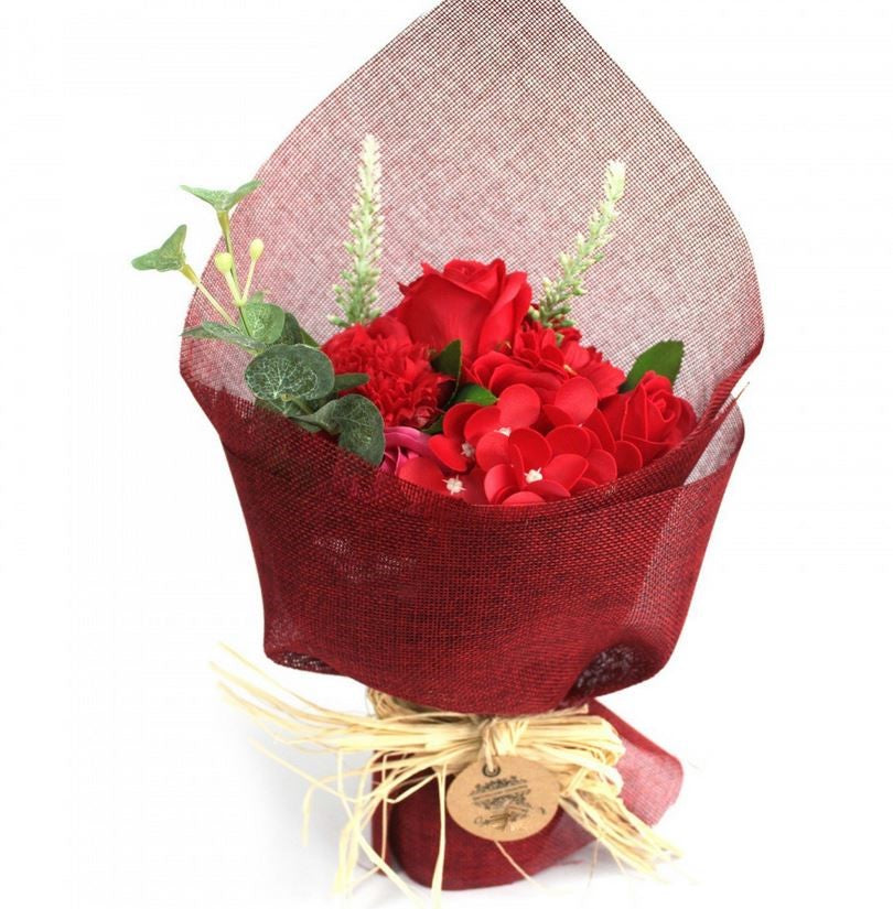 FLOWER : bouquet de fleurs en savon dans un joli emballage de tulle