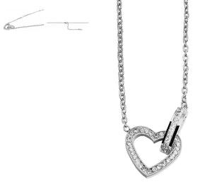 Collier avec pendentif coeur avec anneau en strass