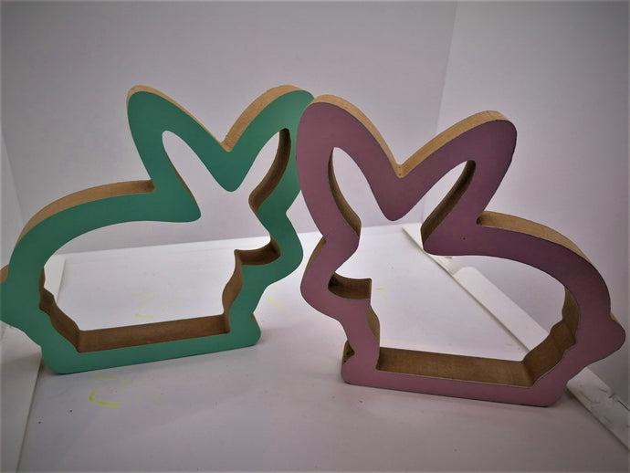 Pâques : figure lapin en bois coloré