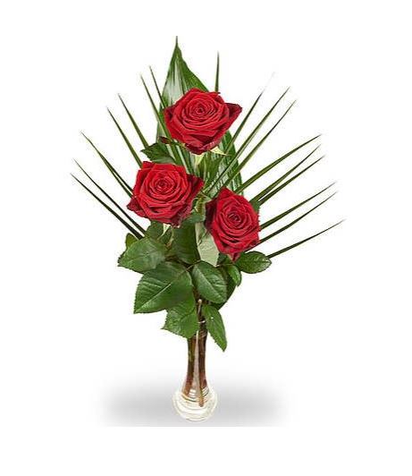 Vase garni : Roses rouges