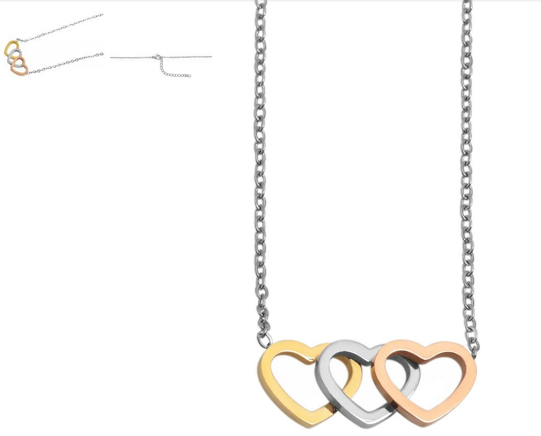 Collier chaîne avec pendentif triple coeur