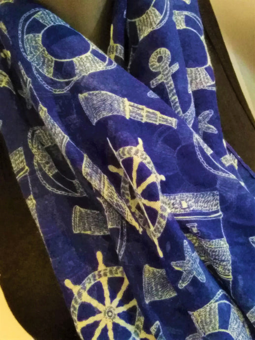 Foulard bleu imprimés maritimes