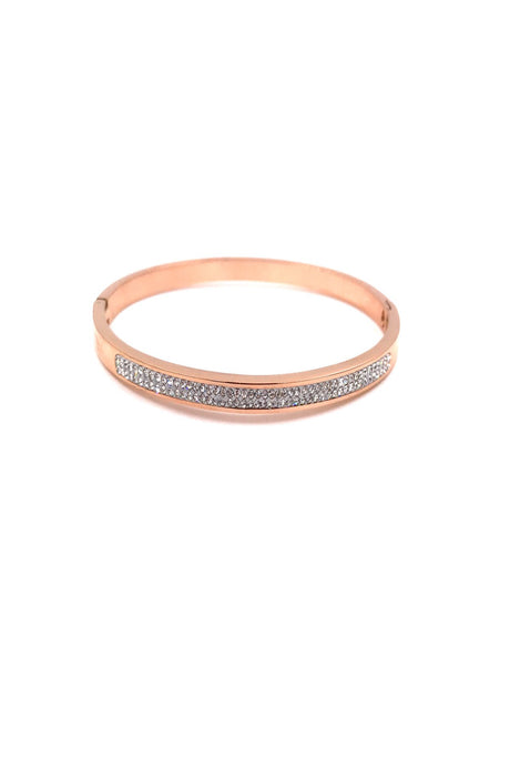 Bracelet or rose en acier inoxydable et strass.