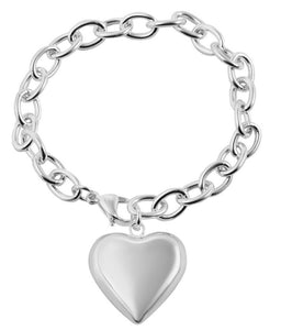 Bracelet chaîne argenté avec pendentif coeur