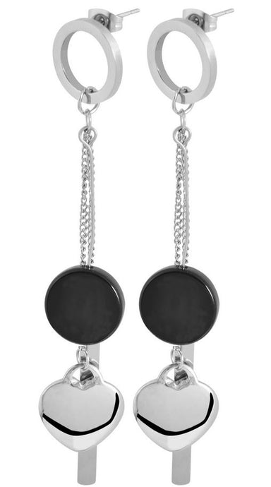 Boucles d'oreille pendantes coeur et barrettes