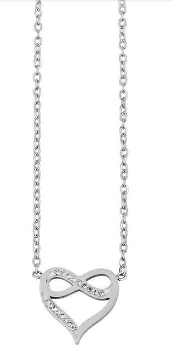 Collier avec pendentif coeur et infini en strass (acier inox)