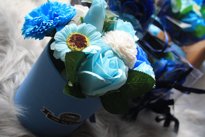 Flowerbox en savon bleu