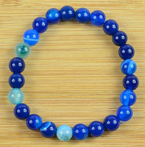 Bracelet en pierres semi-précieuses "agate bleue"