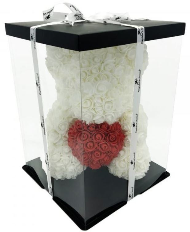 Ourson en fleur de mousse avec sa box cadeau