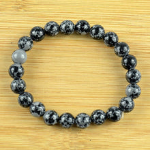 Charger l&#39;image dans la galerie, Bracelet avec pierres semi-précieuses: L’Obsidienne Mouchetée