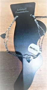 Bracelet de cheville en acier inoxydable avec pendentifs coeurs