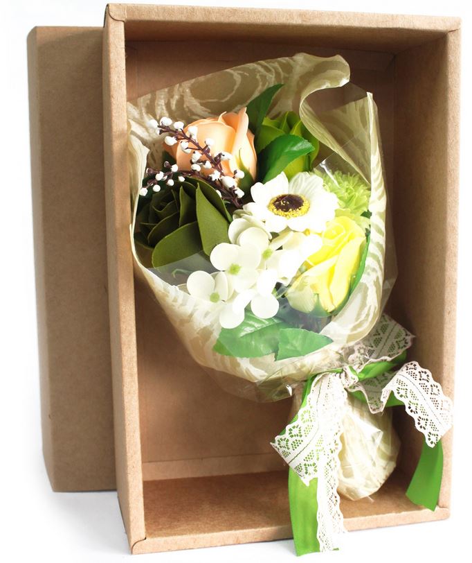 FLOWER : bouquet de fleurs en savon dans sa box en carton