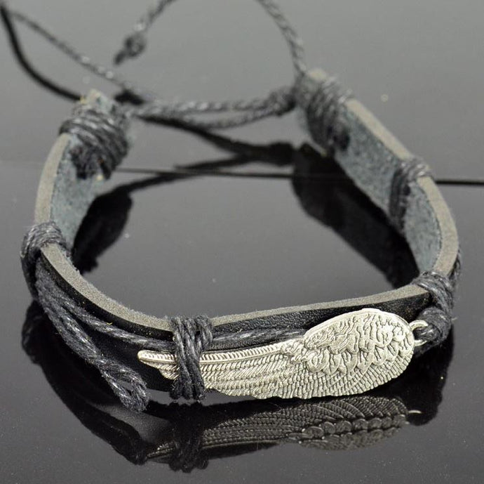 Bracelet Homme en Cuir sur nœud coulissant Style Biker 