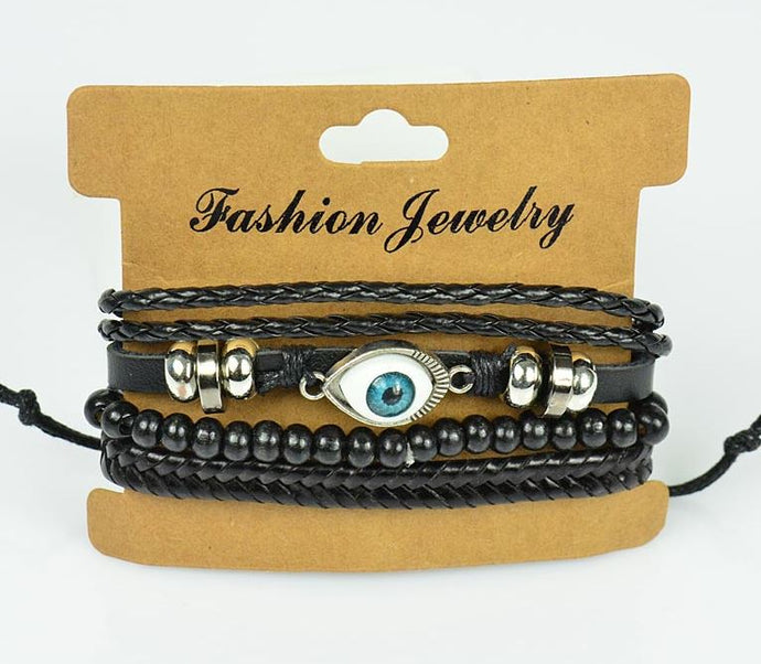 Set de 4 Bracelets en Cuir pour Homme 