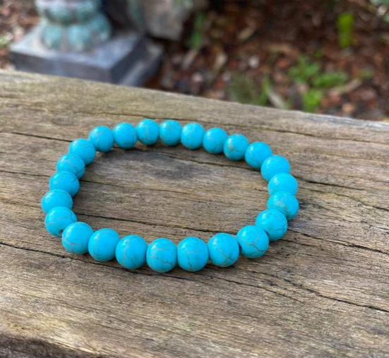 Bracelet de pierres semi-précieuses : Howlite bleue turquoise