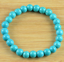 Charger l&#39;image dans la galerie, Bracelet de pierres semi-précieuses : Howlite bleue turquoise