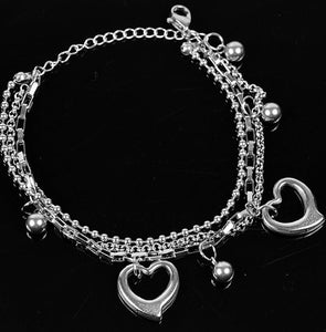 Bracelet multirang Charms "Coeur" en Acier Inoxydable